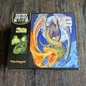 500 Piece Jigsaw Puzzle Fire Dragon Glows In The Dark Vintage 2003 By Meiklejohn